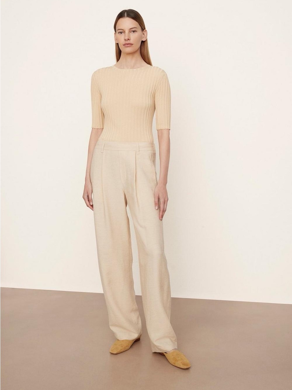 Vince Pleated Wide Leg Pull On Trousers